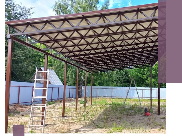 Односкатные навесы под ключ в Гатчине — изготовление и монтаж