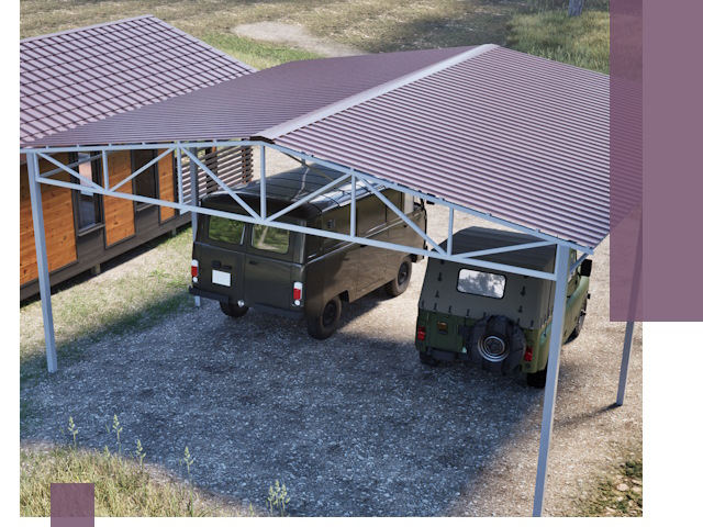 Двускатные навесы под ключ в Гатчине — изготовление и монтаж